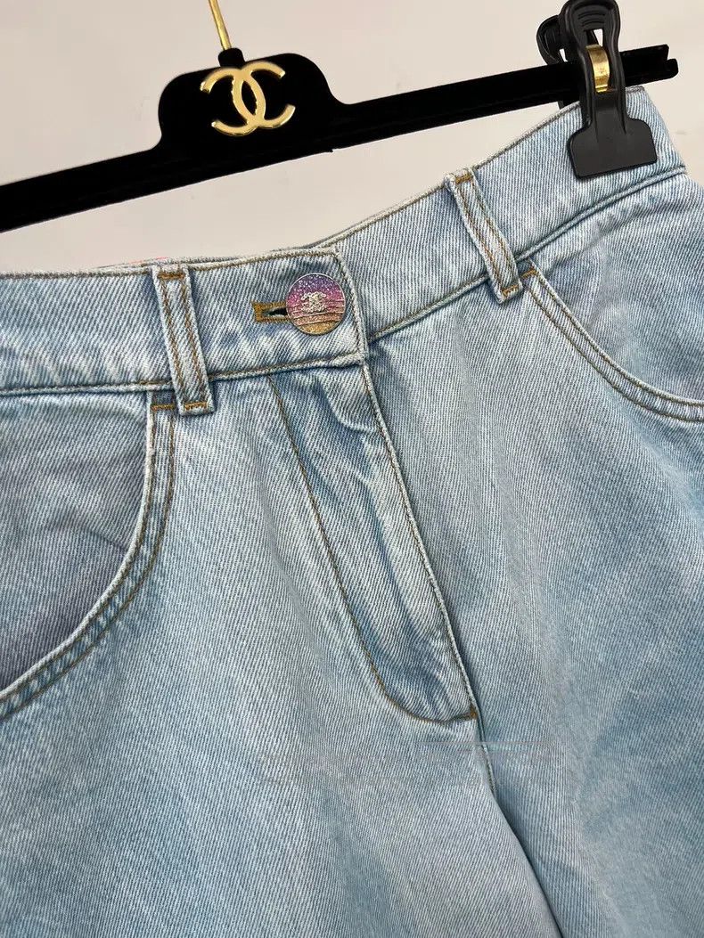 Chanel Chanel 24C blue gradient denim wide-leg trousers Size 42" / US 20 - 3 Thumbnail