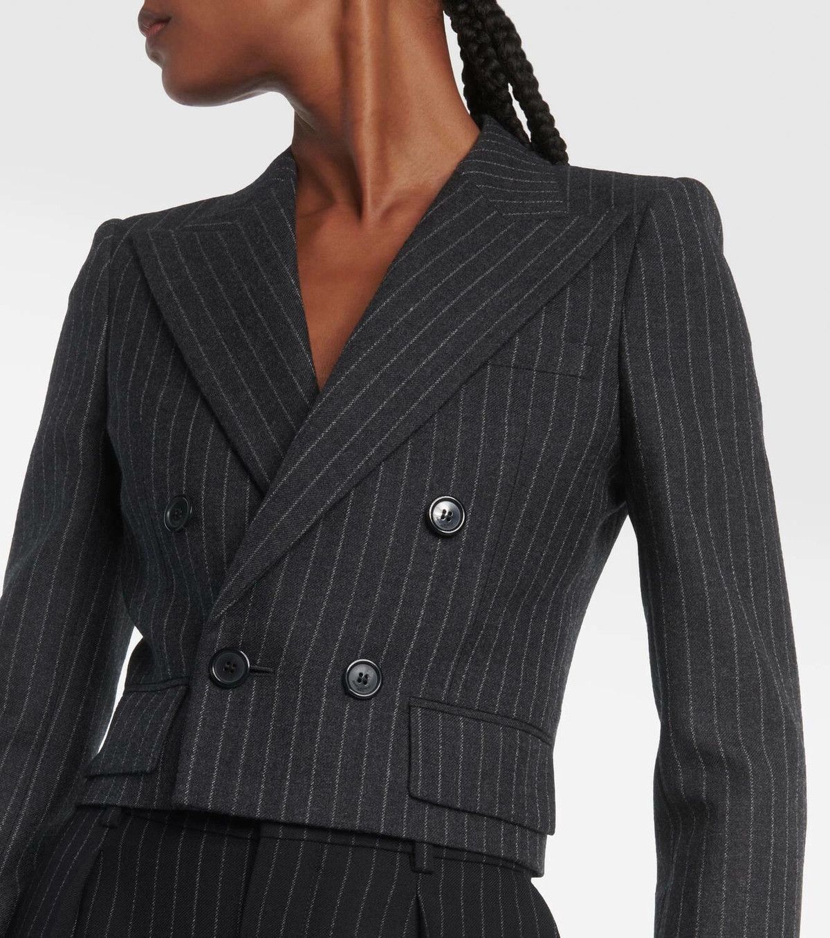Saint Laurent Paris o1tp1o0525 Cropped Jacket In Stripe in Grey Size XL / US 12-14 / IT 48-50 - 4 Thumbnail