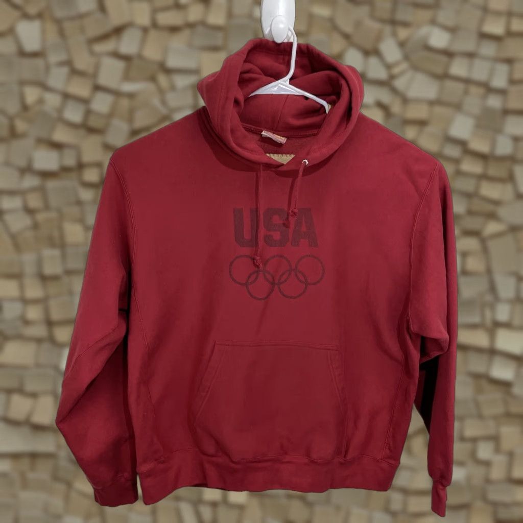 Logo 7 VINTAGE MV SPORT PRO WEAVE USA OLYMPIC Logo Red Pullover Hooded Sweatshirt XL Men Size US XL / EU 56 / 4 - 1 Thumbnail