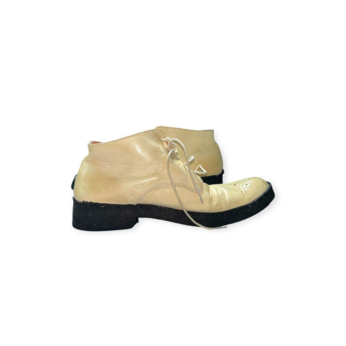 Maison MIHARA YASUHIRO White/Yellow Leather Desert Ankle Wingtip Rockabilly Boots Size US 8 / EU 41 - 5 Thumbnail