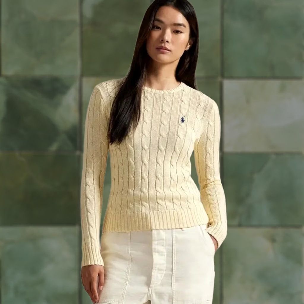 Vintage Polo Ralph Lauren Sweater Adult S White Cable-Knit Logo 90s Womens, Women's