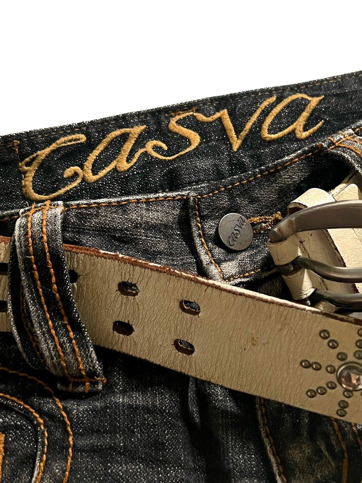Japanese Brand Casva Distressed Flare Jeans Black Wash Y2K Japanese Brand Size US 32 / EU 48 - 11 Thumbnail