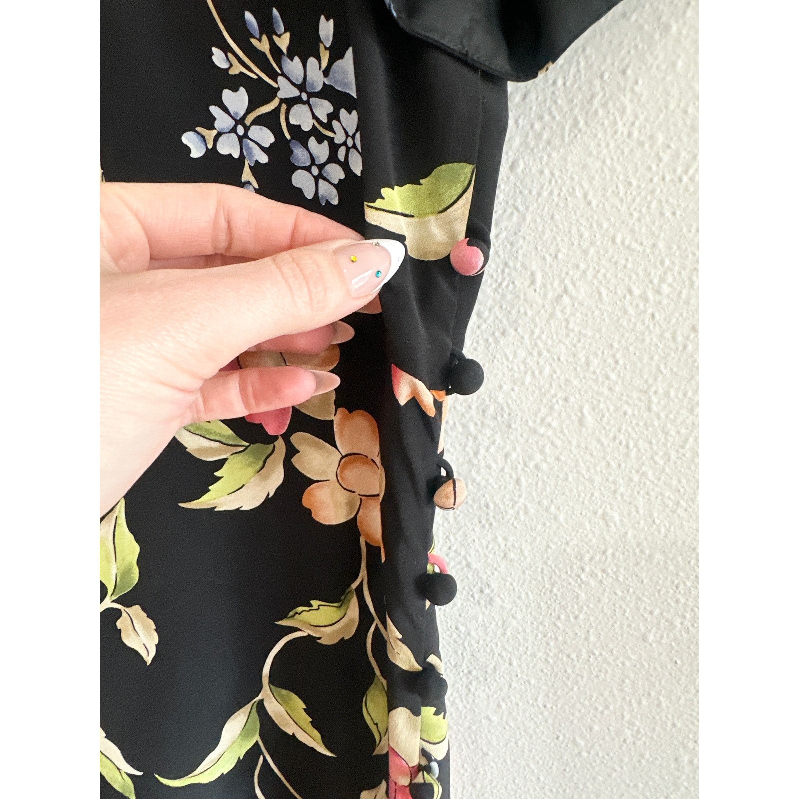 Vintage Late 90’s Whimsigoth Floral Silk Maxi Dress 14 Size XL / US 12-14 / IT 48-50 - 11 Thumbnail