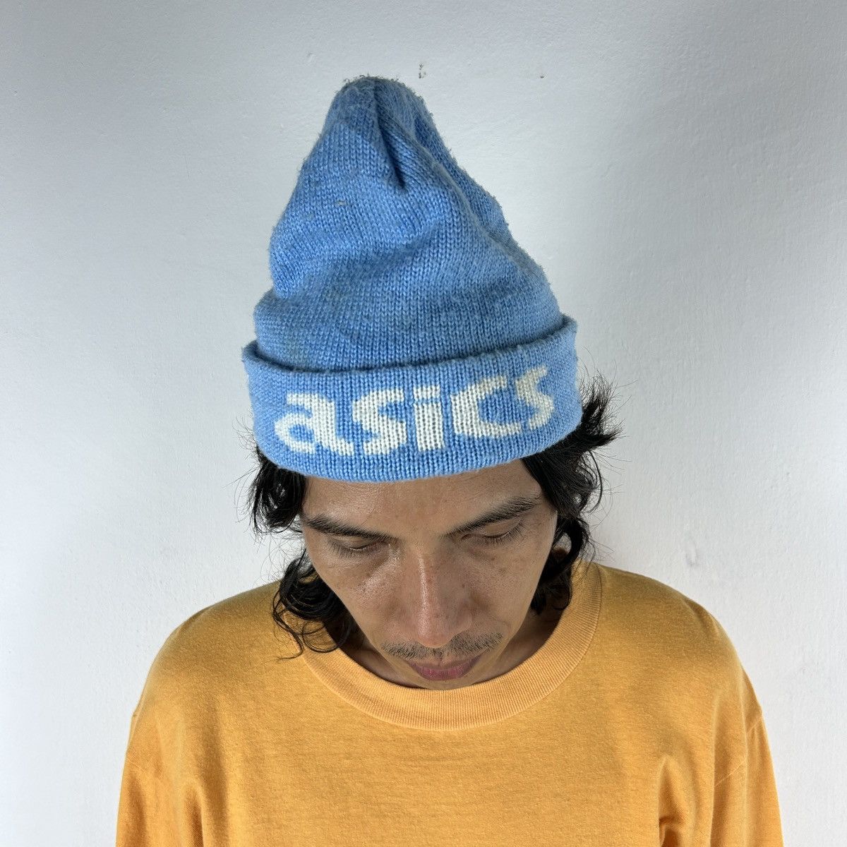 Asics × Japanese Brand × Vintage 1990s Asics - Blue Cyan Beanie Size ONE SIZE - 2 Thumbnail