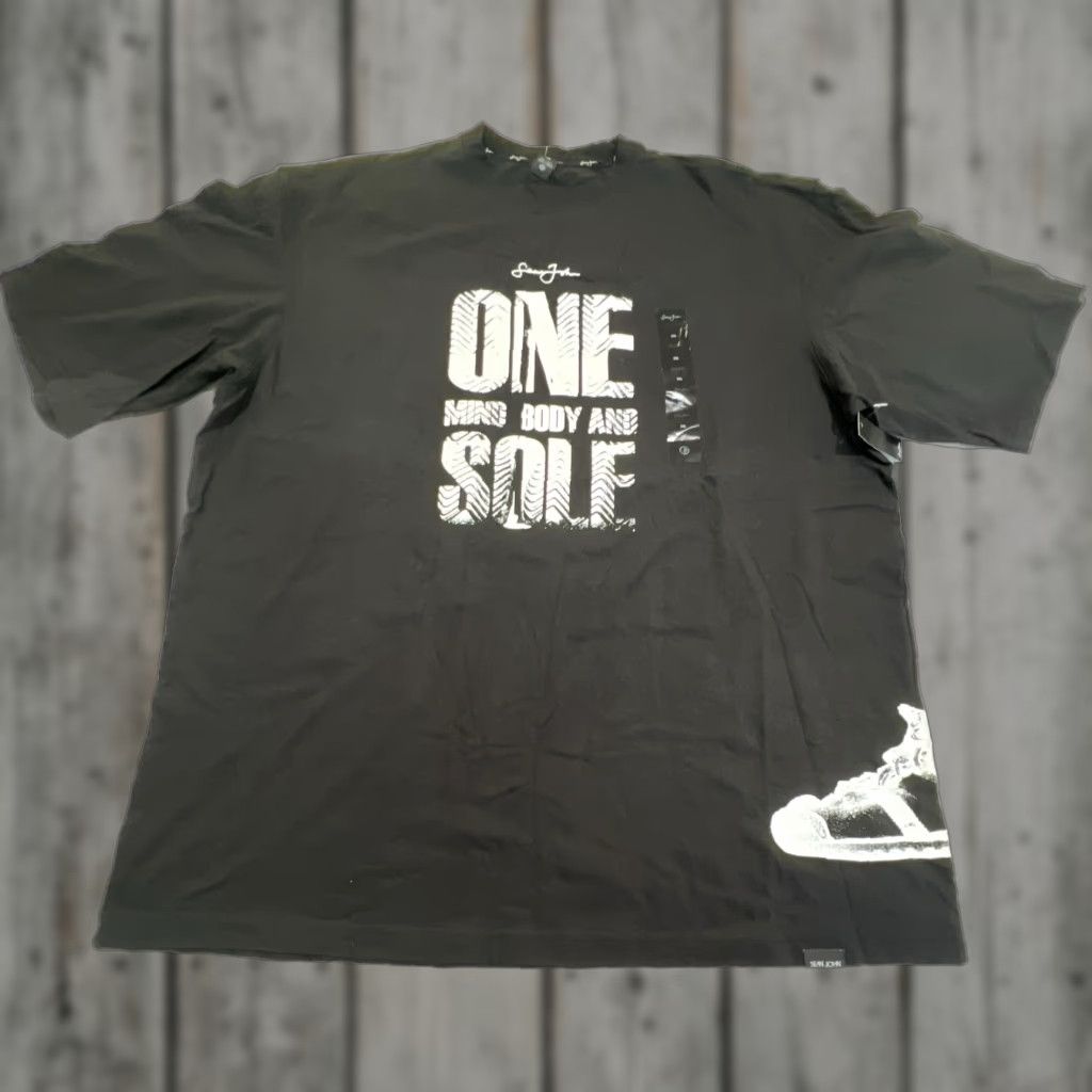 Sean John VINTAGE Sean John Shirt Men XL Graphic 90s Hip Hop One Mind Body Sole Sneaker White on Black NWT Size US XL / EU 56 / 4 - 1 Thumbnail
