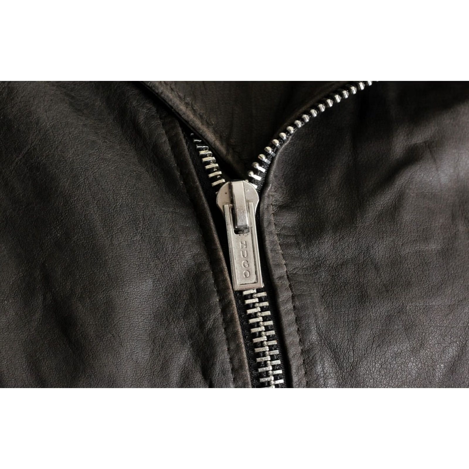 Hugo Boss HUGO BOSS Lonec Leather Jacket Men Size S Biker Grey MJ5422 Size US S / EU 44-46 / 1 - 7 Thumbnail