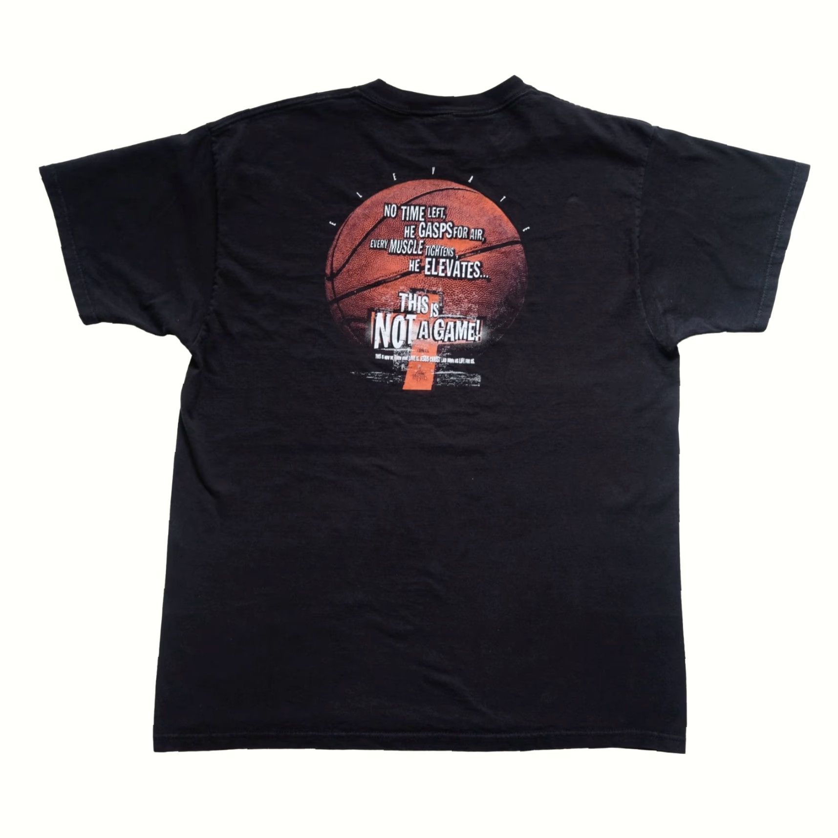 Delta VINTAGE Delta T-Shirt Graphic Print 90s Bible God Elevate Not a Game Black XL Men Short Sleeve Crew Neck Size US XL / EU 56 / 4 - 3 Thumbnail