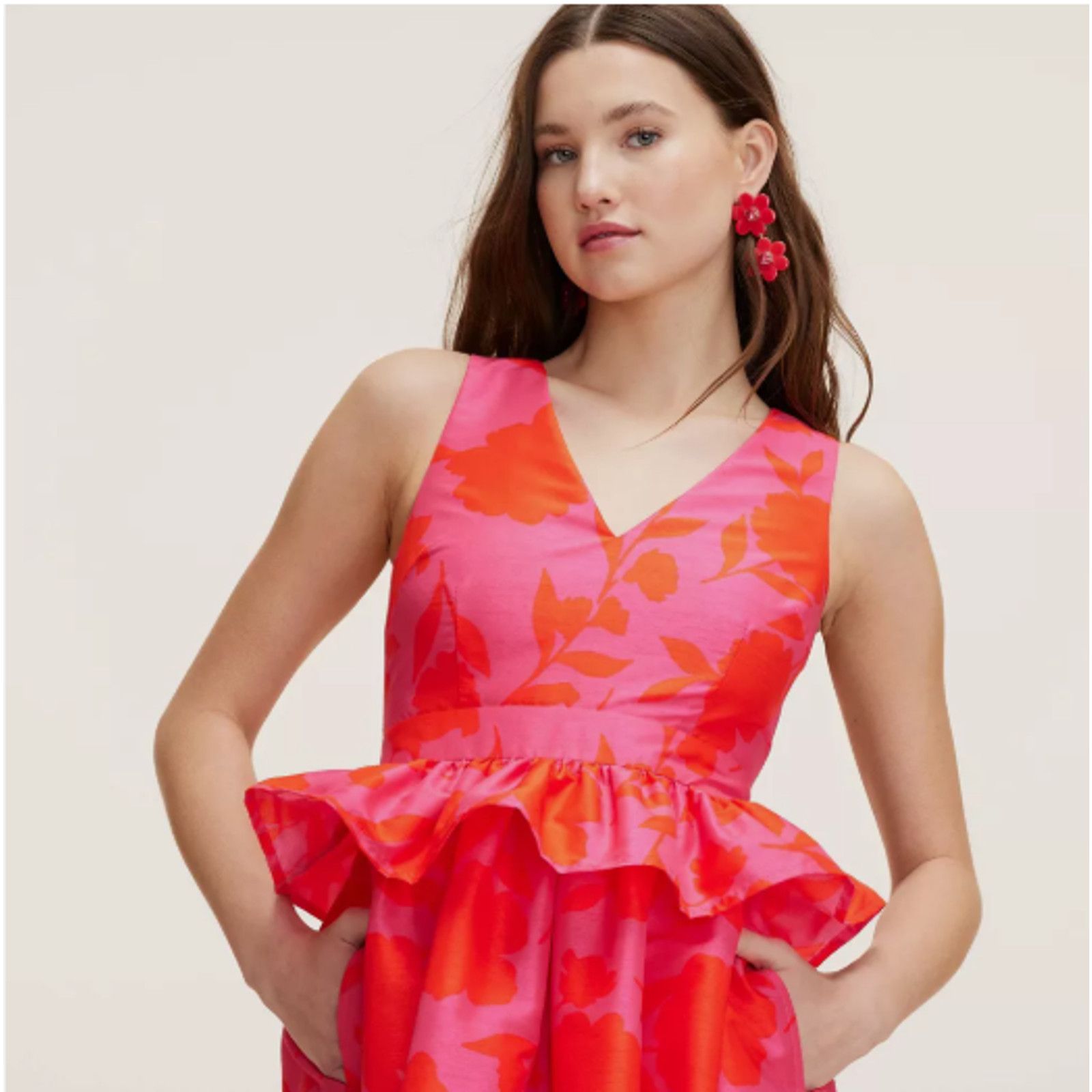 Kate Spade Kate Spade New York Women's Classic Rose Peplum Midi Dress 6 Size M / US 6-8 / IT 42-44 - 1 Thumbnail