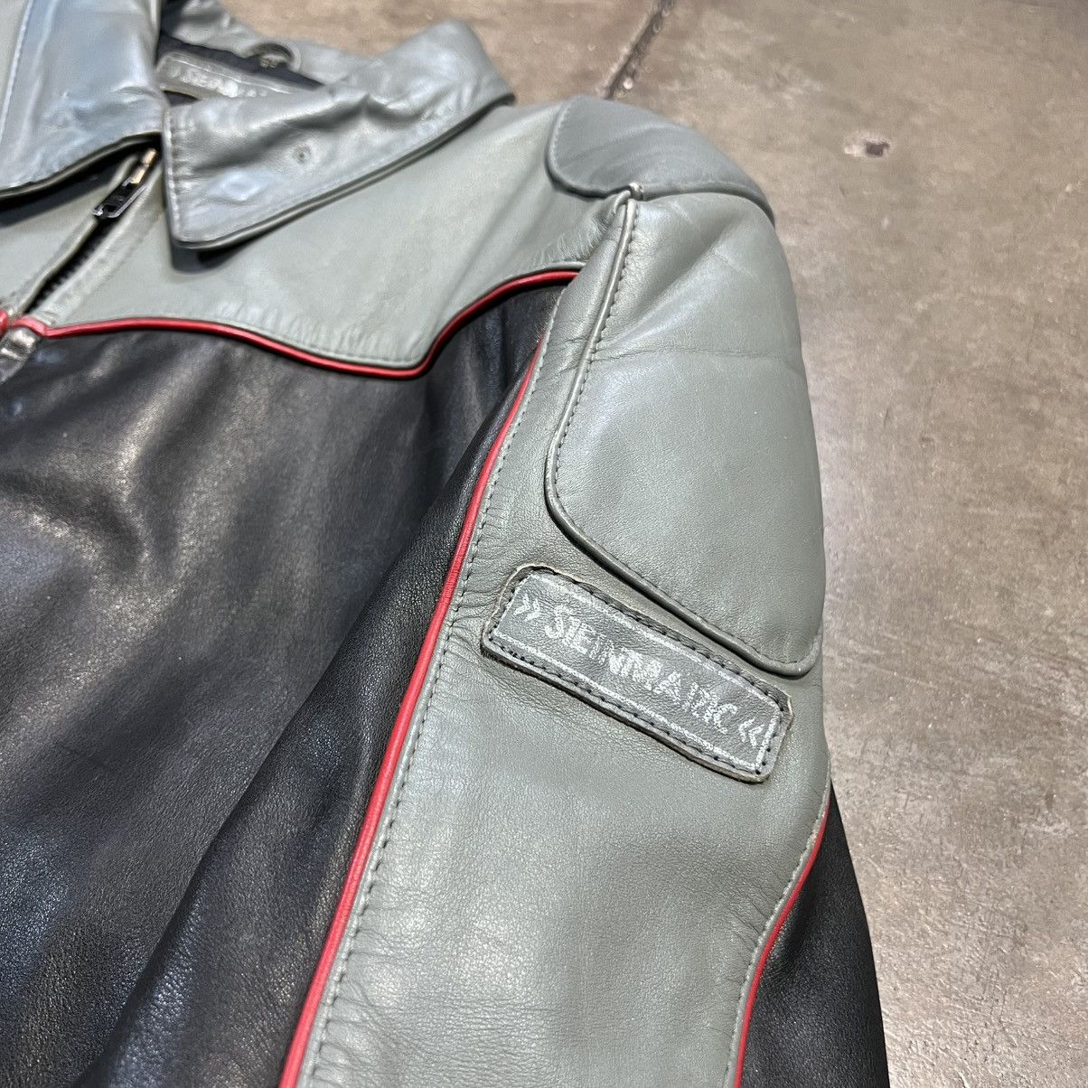 Vintage Vintage Steinmark Leather Jacket Biker Motorcycle Striped Size US M / EU 48-50 / 2 - 4 Thumbnail