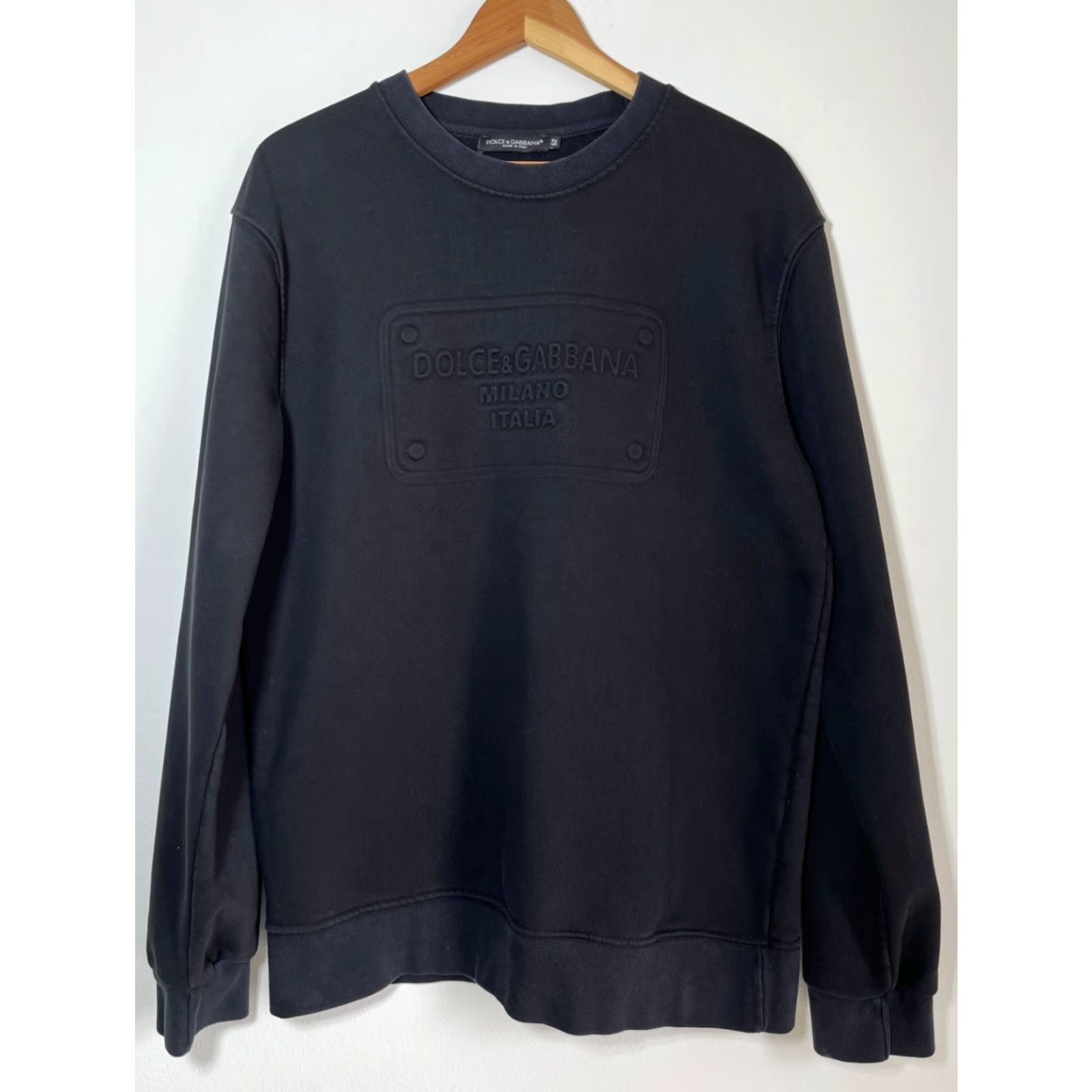 Dolce & Gabbana Dolce&Gabbana Men Sweatshirt Cotton Black Made in Italy Size L US Large Crew Neck Short Sleeve? Size US L / EU 52-54 / 3 - 2 Thumbnail