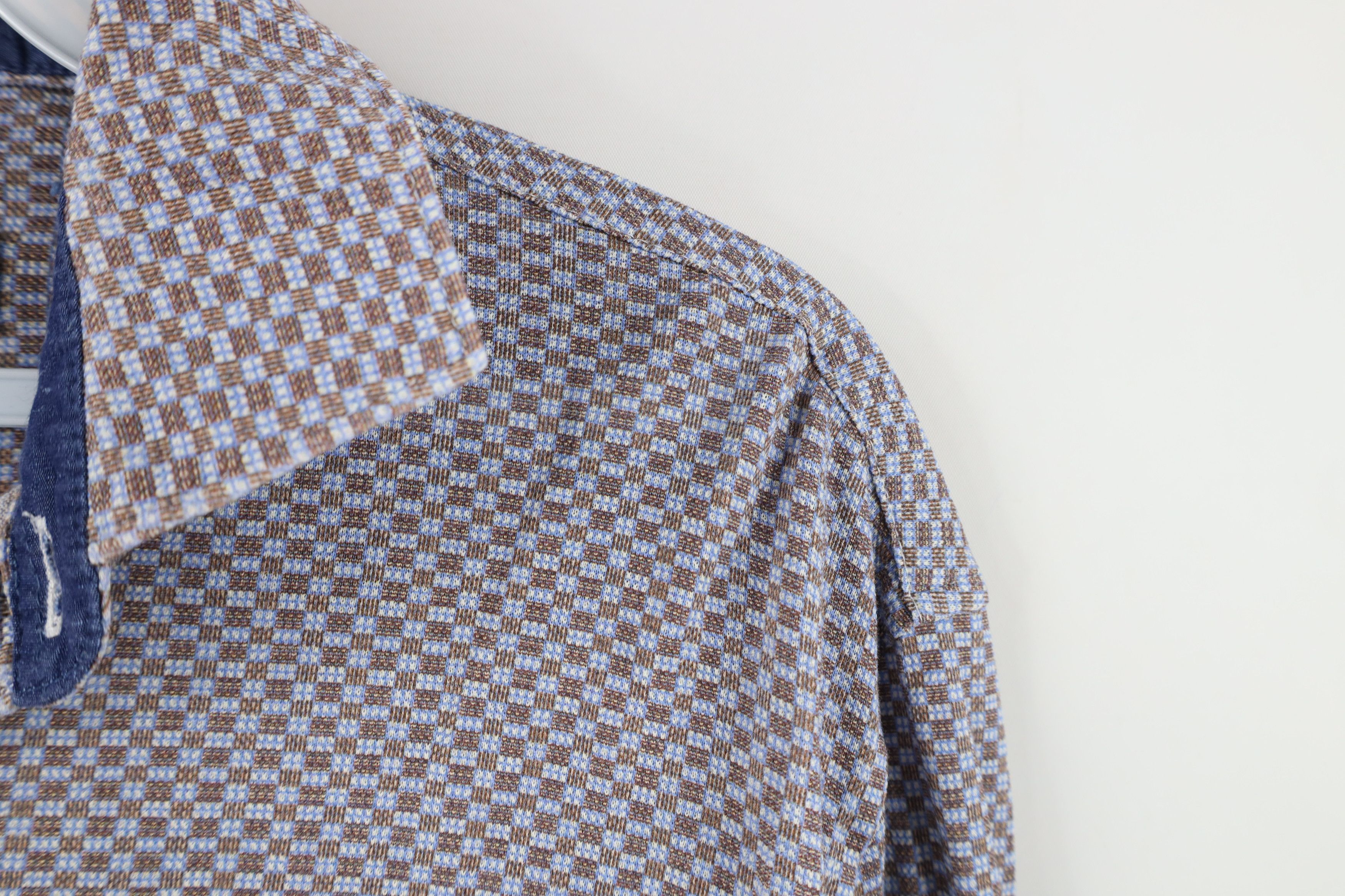 Vintage Bugatchi Uomo Checkered Knit Collared Button Shirt Cotton Size US M / EU 48-50 / 2 - 4 Thumbnail