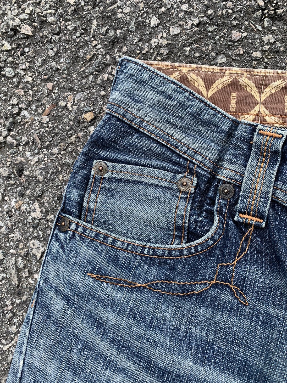 Kapital FLARE EDWIN XV MUDMAX FADED & RUSTY DISTRESSED DENIM Size US 32 / EU 48 - 16 Thumbnail