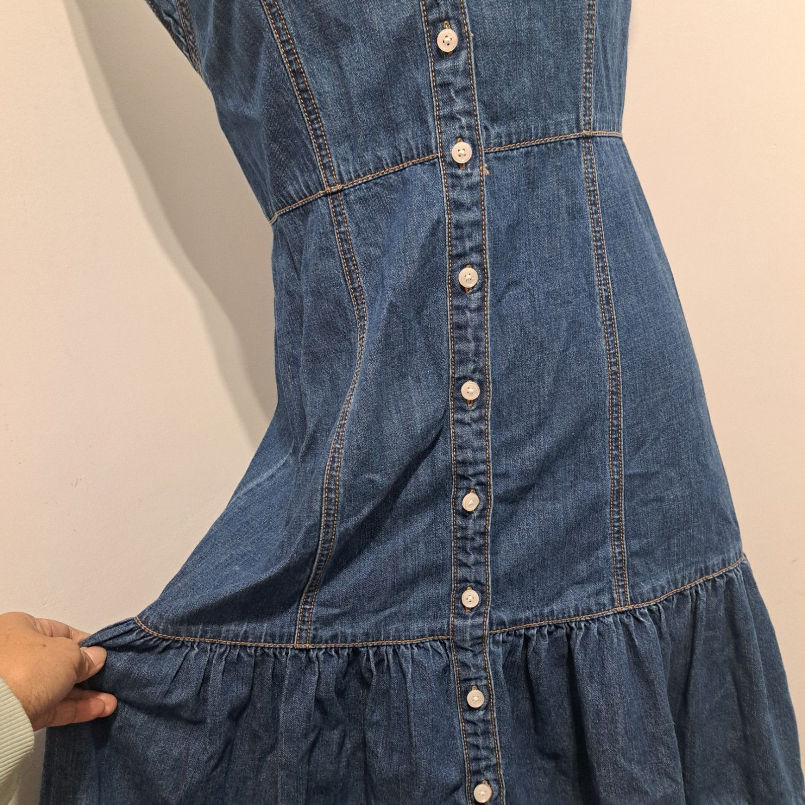 Veronica Beard Veronica Beard Jeans Button Front Closure Cap Sleeve Tiered Size M / US 6-8 / IT 42-44 - 12 Thumbnail