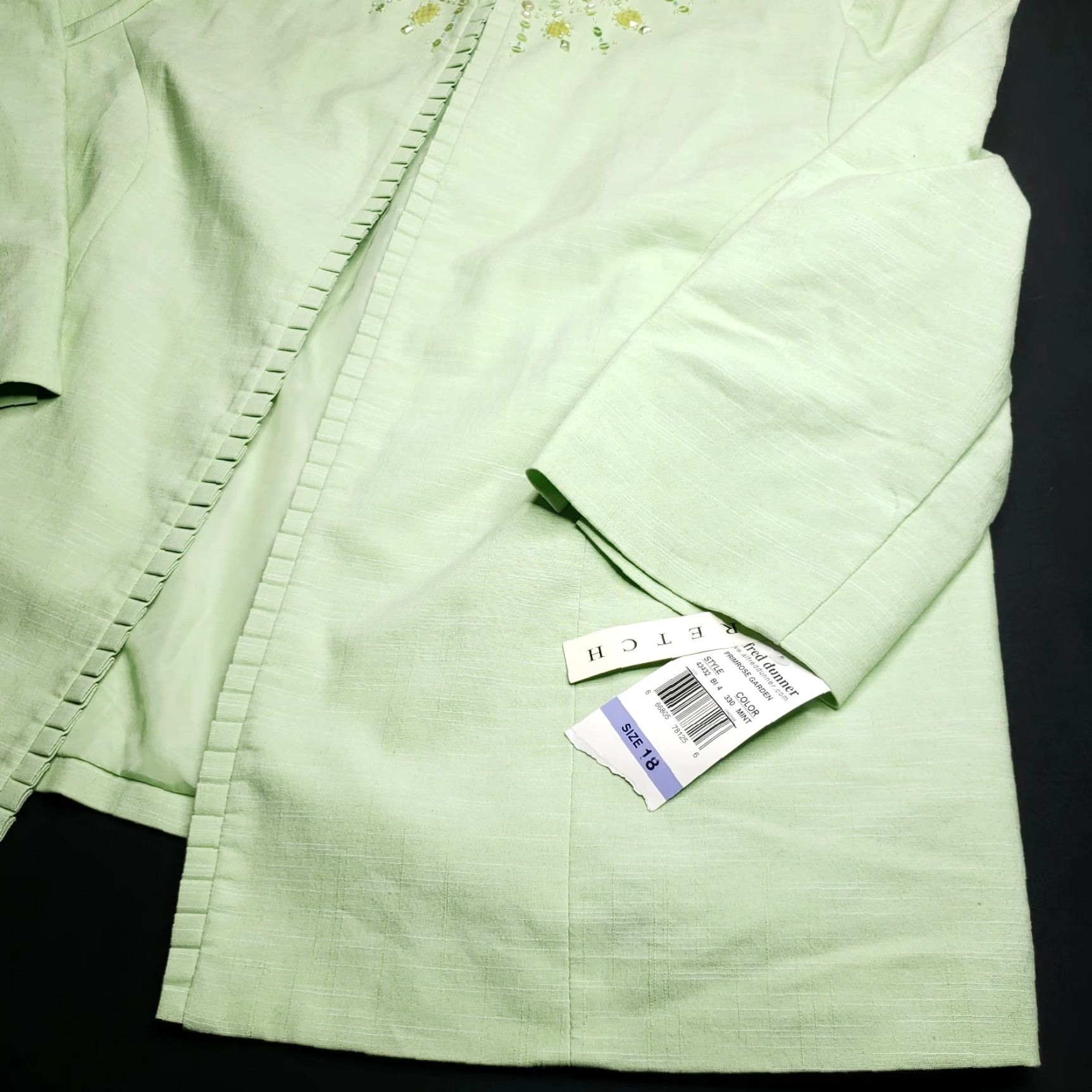 Vintage Alfred Dunner Primrose Garden Mint Size 18 Dress Career Jacket Blazer Plus Womens 55% Cotton 42% Polyester 3% Spandex Green Garden Buttoned Jacket NWT Size XXL / US 16-18 / IT 52-54 - 4 Thumbnail