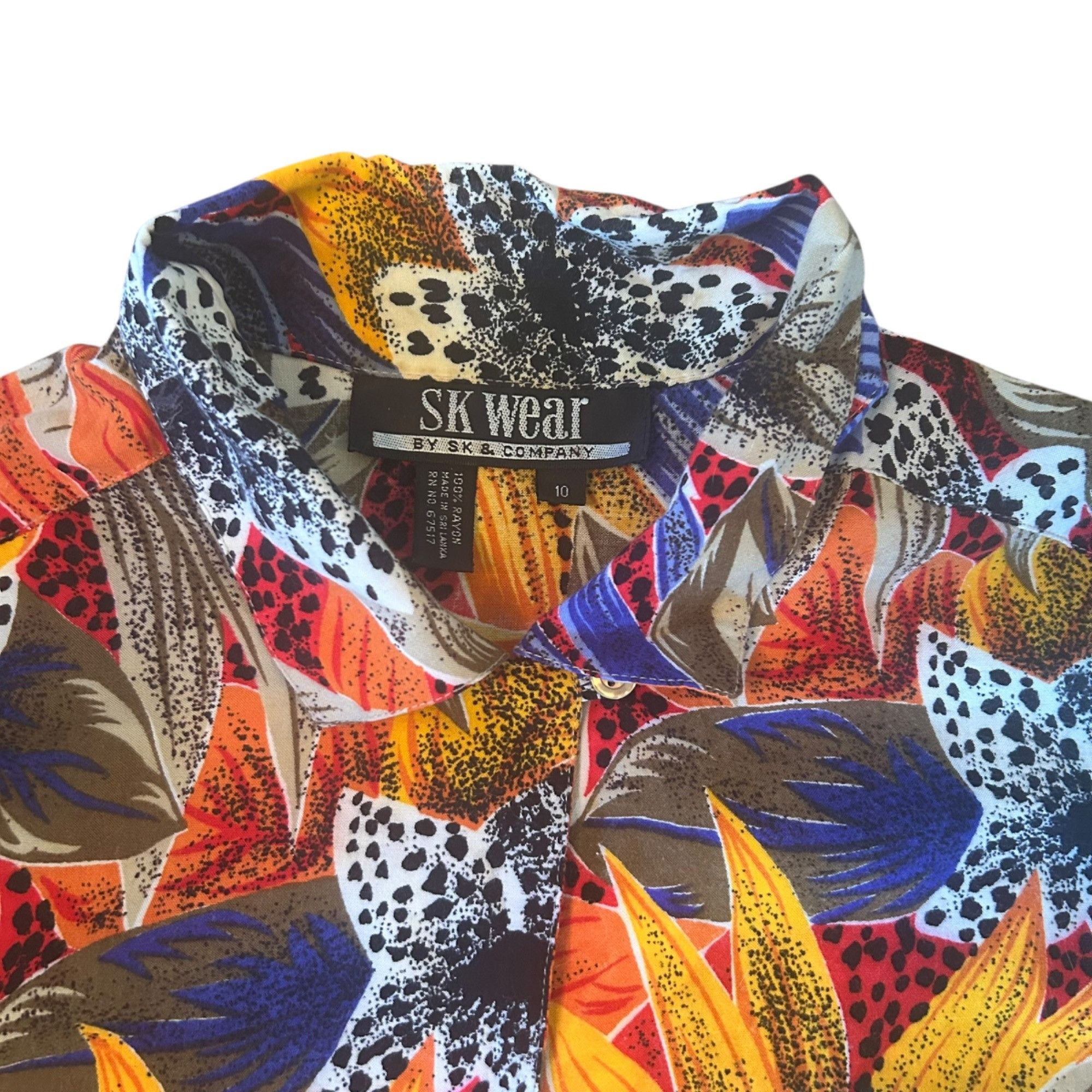 Vintage Vintage SK Wear Floral Vibrant Novelty Print 100% Rayon Blou Size L / US 10 / IT 46 - 4 Thumbnail
