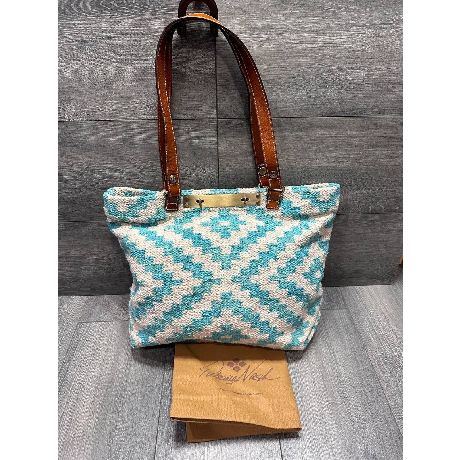 Patricia Nash Patricia Nash Woven Chennai Tote Blue White Bag B000583 Size ONE SIZE - 3 Thumbnail