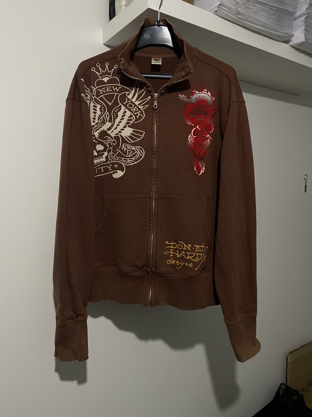Vintage Ed Hardy Crewneck Zip y2k XL opium drip skull designs baggy Size US XL / EU 56 / 4 - 2 Thumbnail