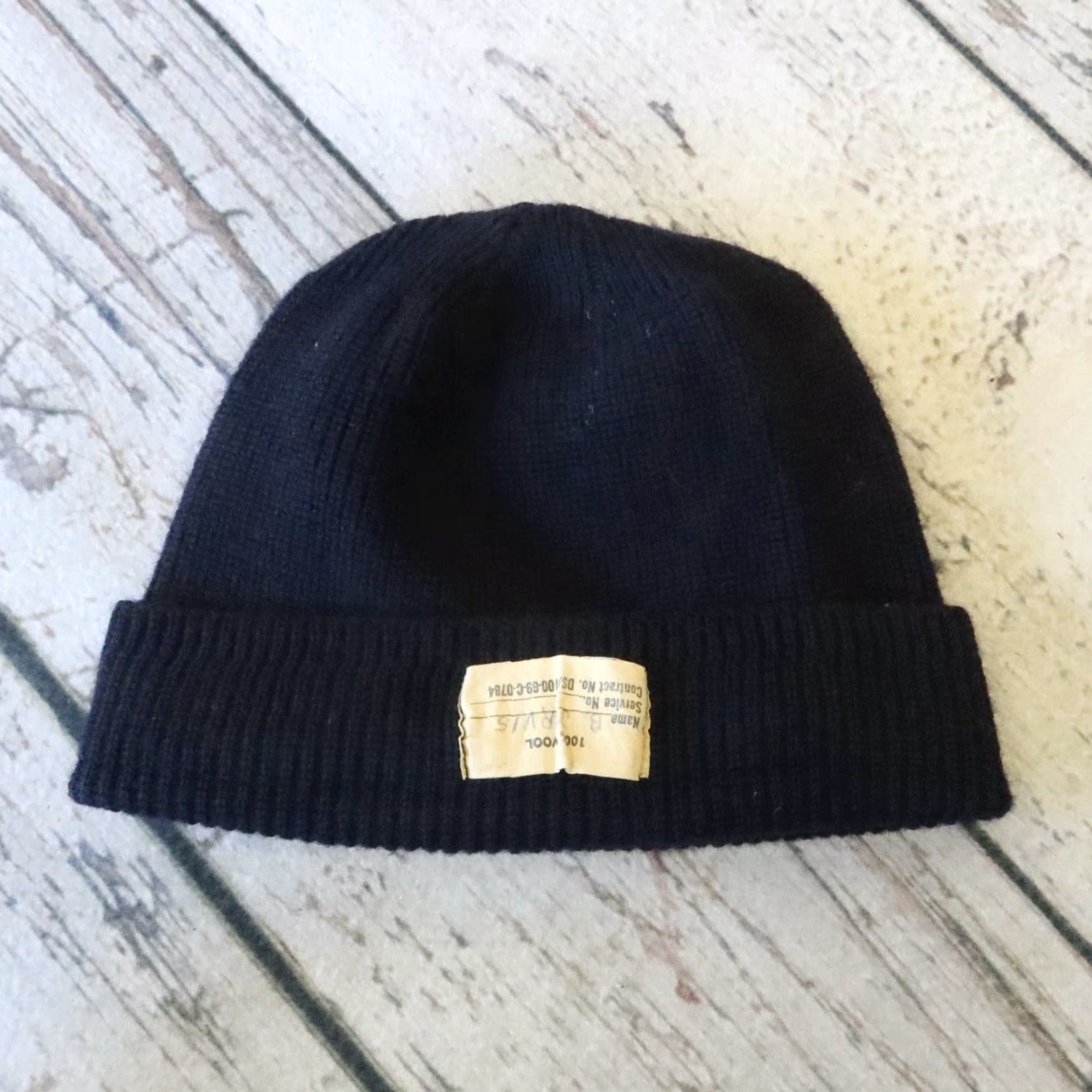 Swatch VINTAGE US Navy Wool Watch Cap Beanie - Men One Size Blue Wool Beanie Navy Cap Vintage Navy Wool Hat Mens Beanie Cap Size ONE SIZE - 2 Thumbnail