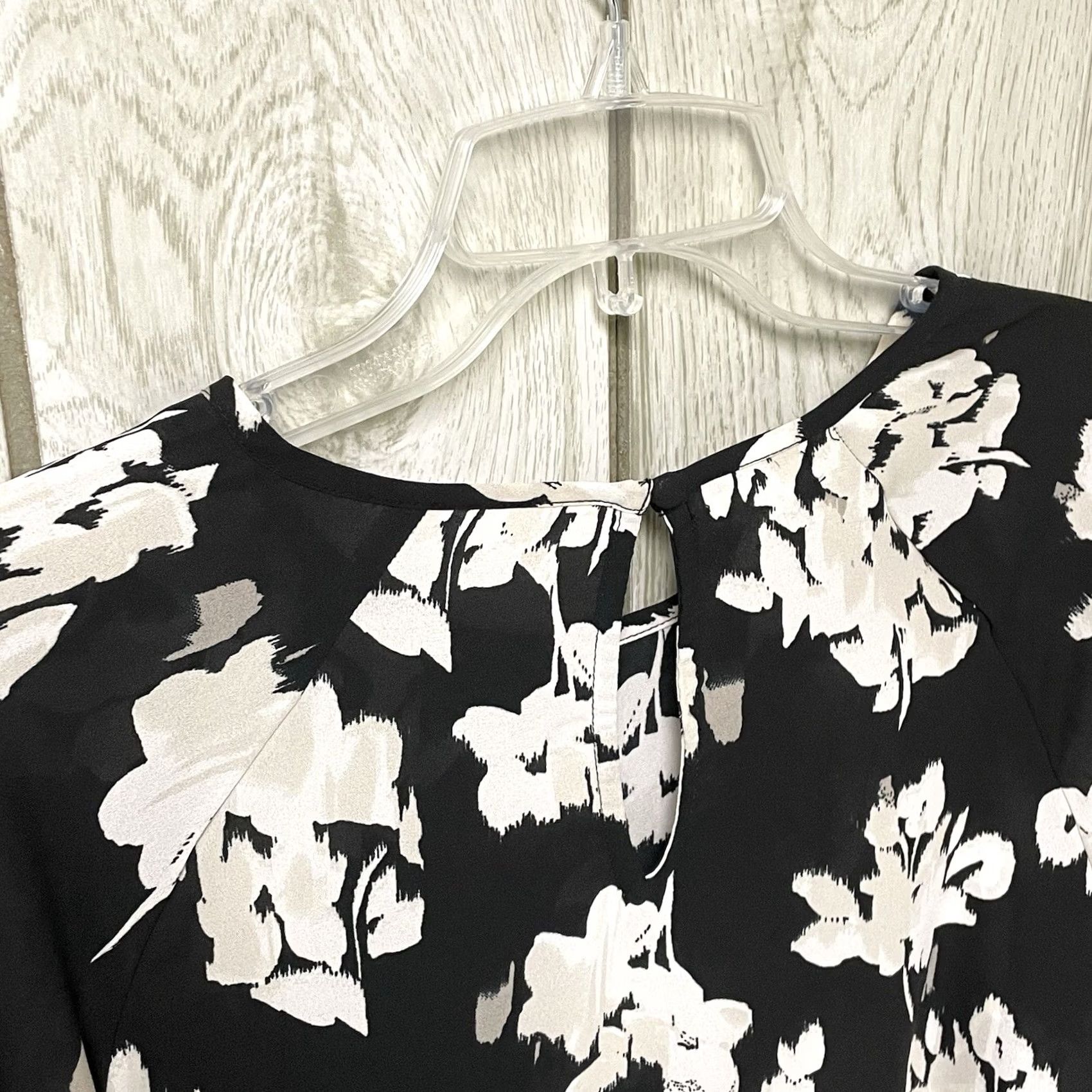 Vintage Maurices Blouse Shirt Women Black/White Floral Ikat Print Long Sleeve Split Slit Crew Neck Pullover L Casual Workwear Wedding Size L / US 10 / IT 46 - 3 Thumbnail
