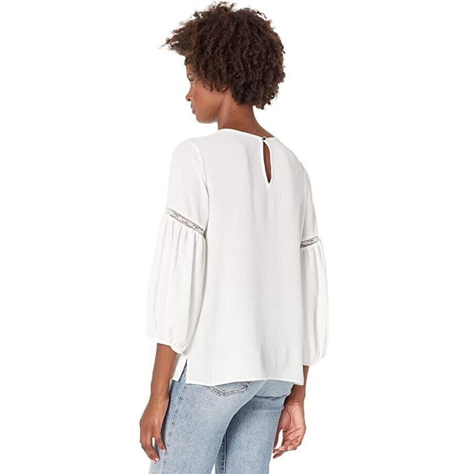Vince Camuto Vince Camuto Women Ivory Crepe Balloon Sleeve Blouse Size XS Size XS / US 0-2 / IT 36-38 - 2 Thumbnail