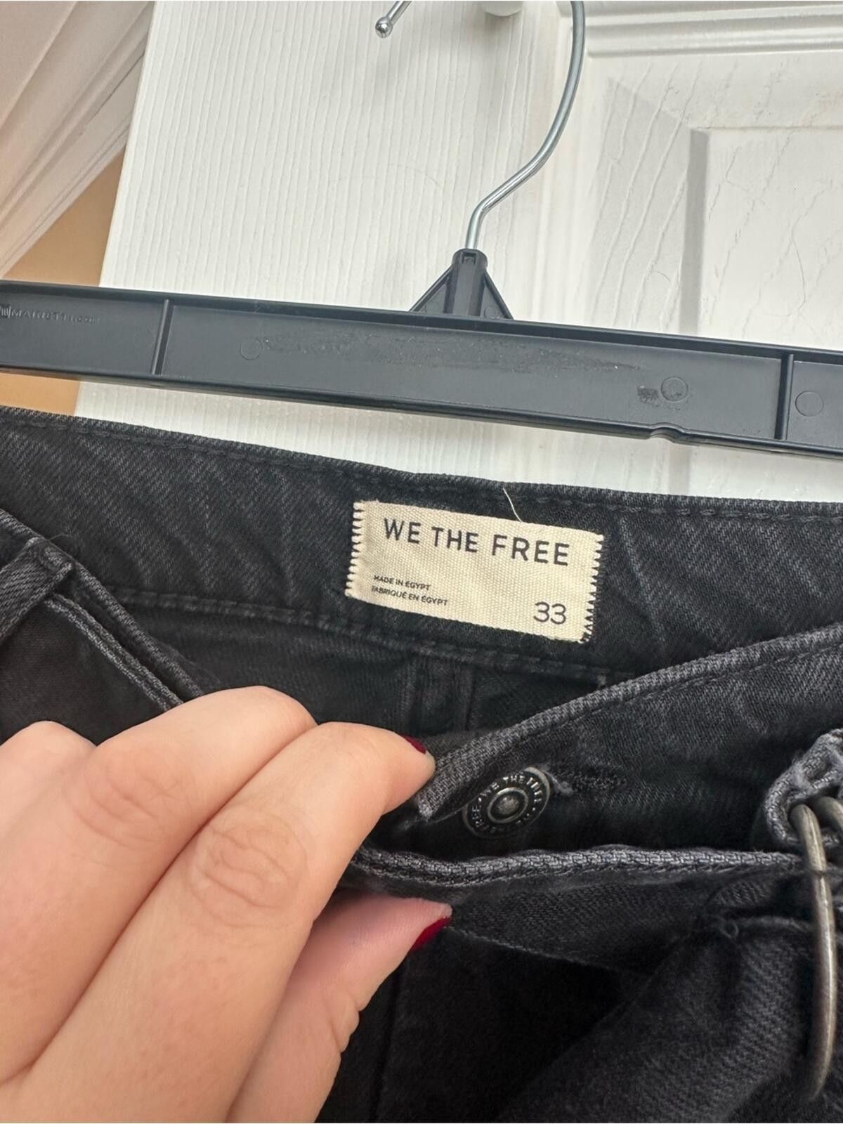 Free People Black Wide Leg Belted Jeans