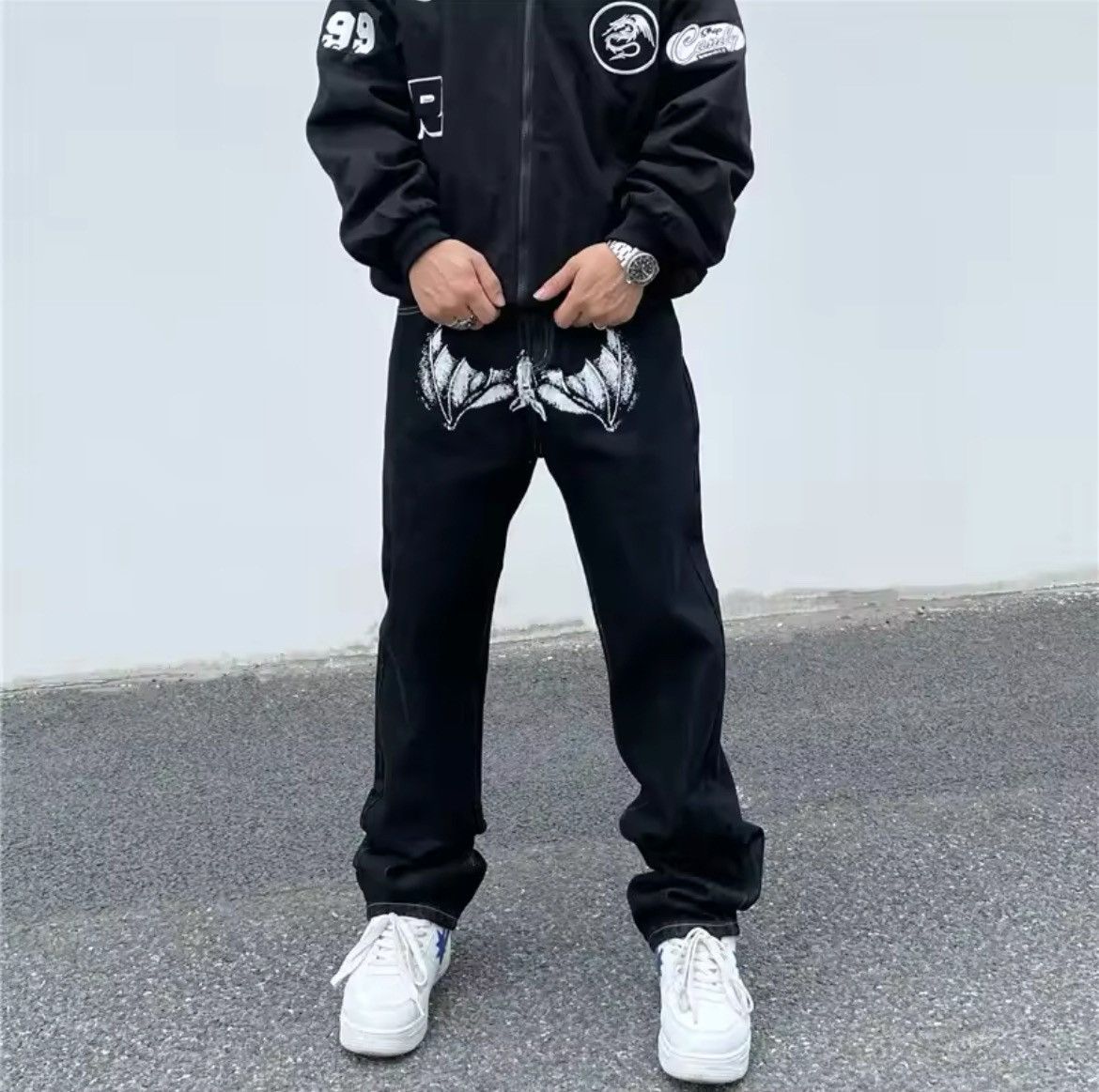 Japanese Brand × Jean Black face print washed straight jeans Size US 32 / EU 48 - 3 Thumbnail