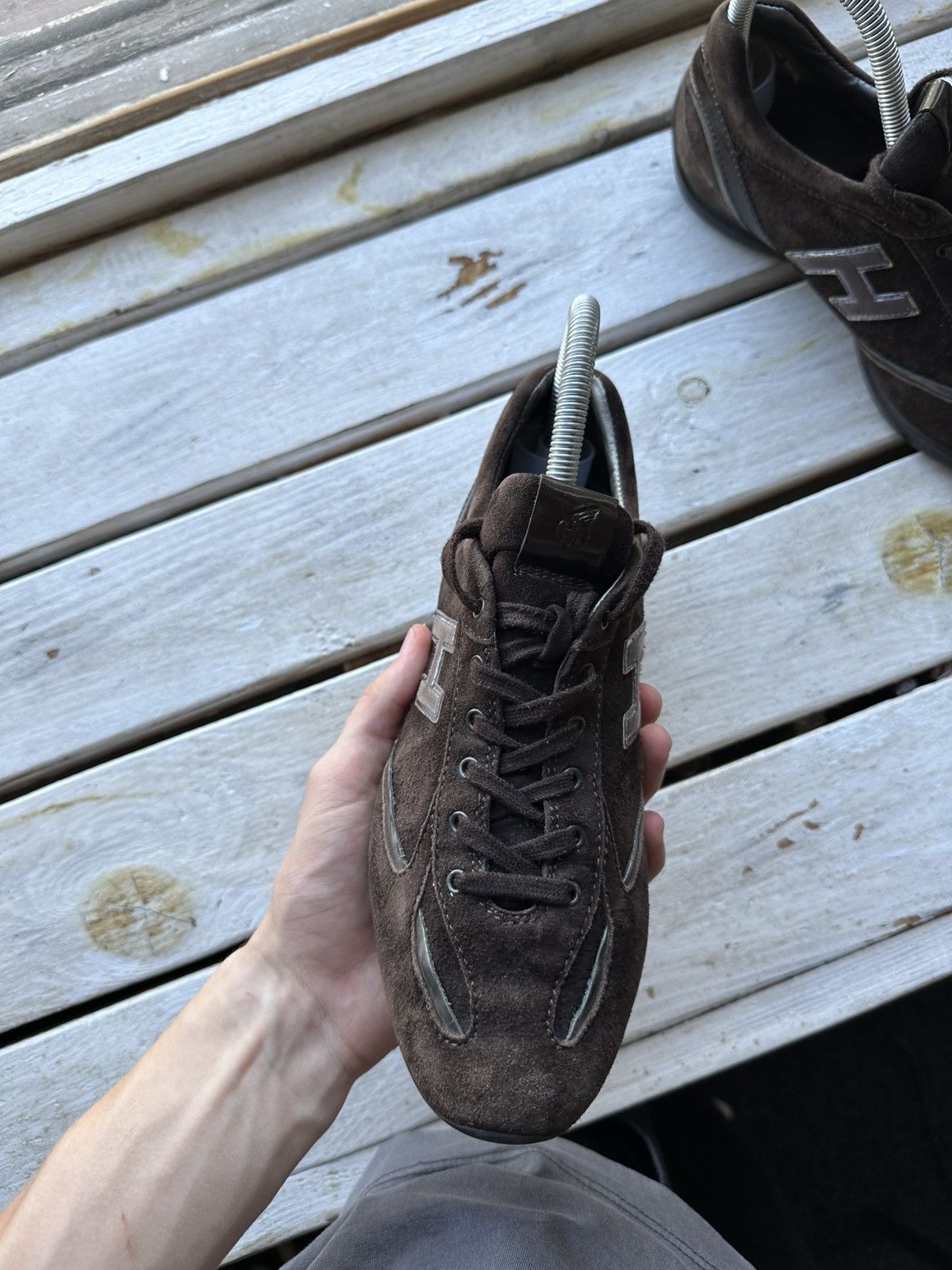 Hogan 🚨HOGAN REBEL LOW SNEAKERS BIG LOGO Y2K BROWN RARE LUXURY Size US 8 / IT 38 - 3 Thumbnail