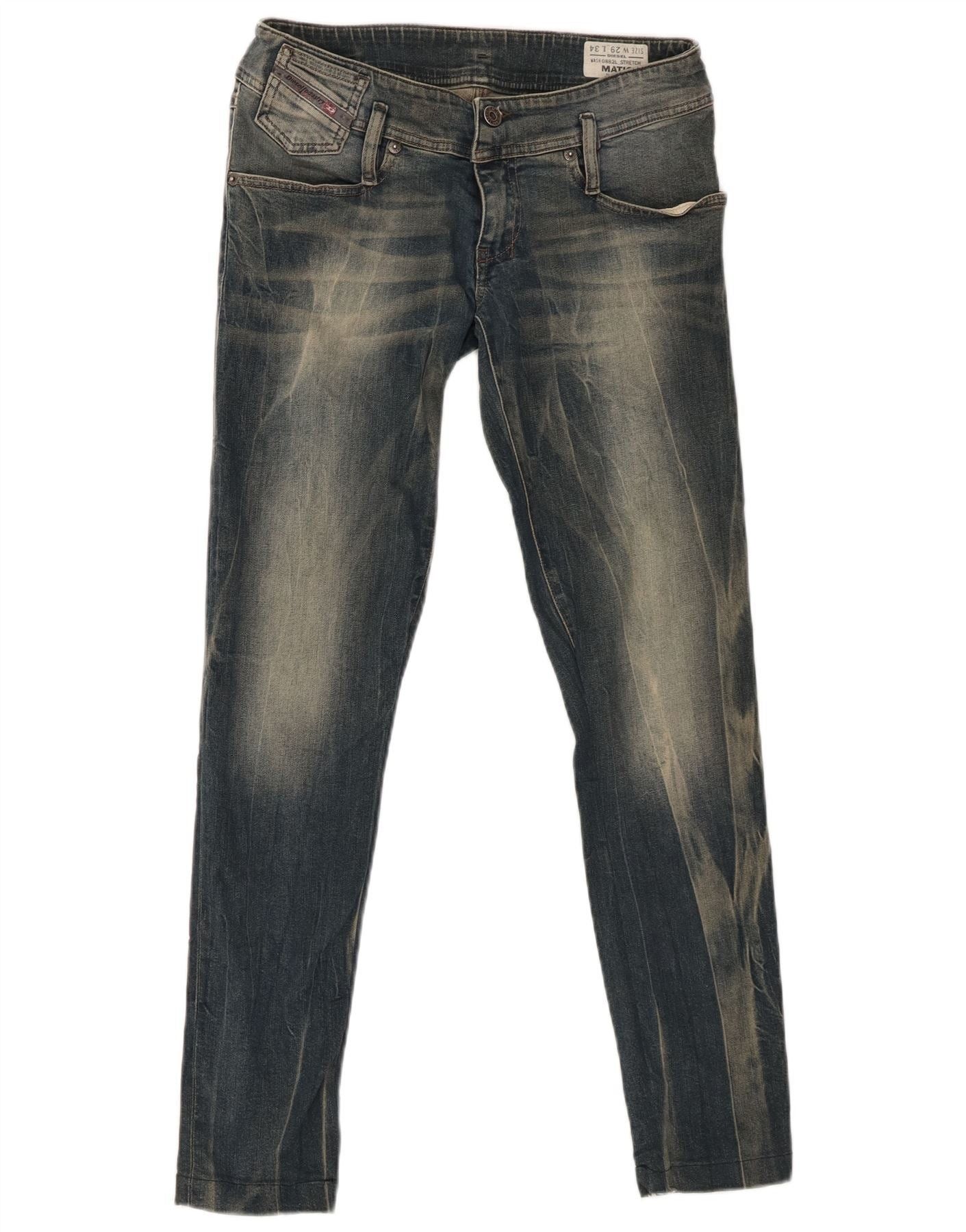 Diesel Womens Matic Acid Wash Slim Tapered Jeans W29 L29 Blue Cotto Size 29" - 1 Thumbnail