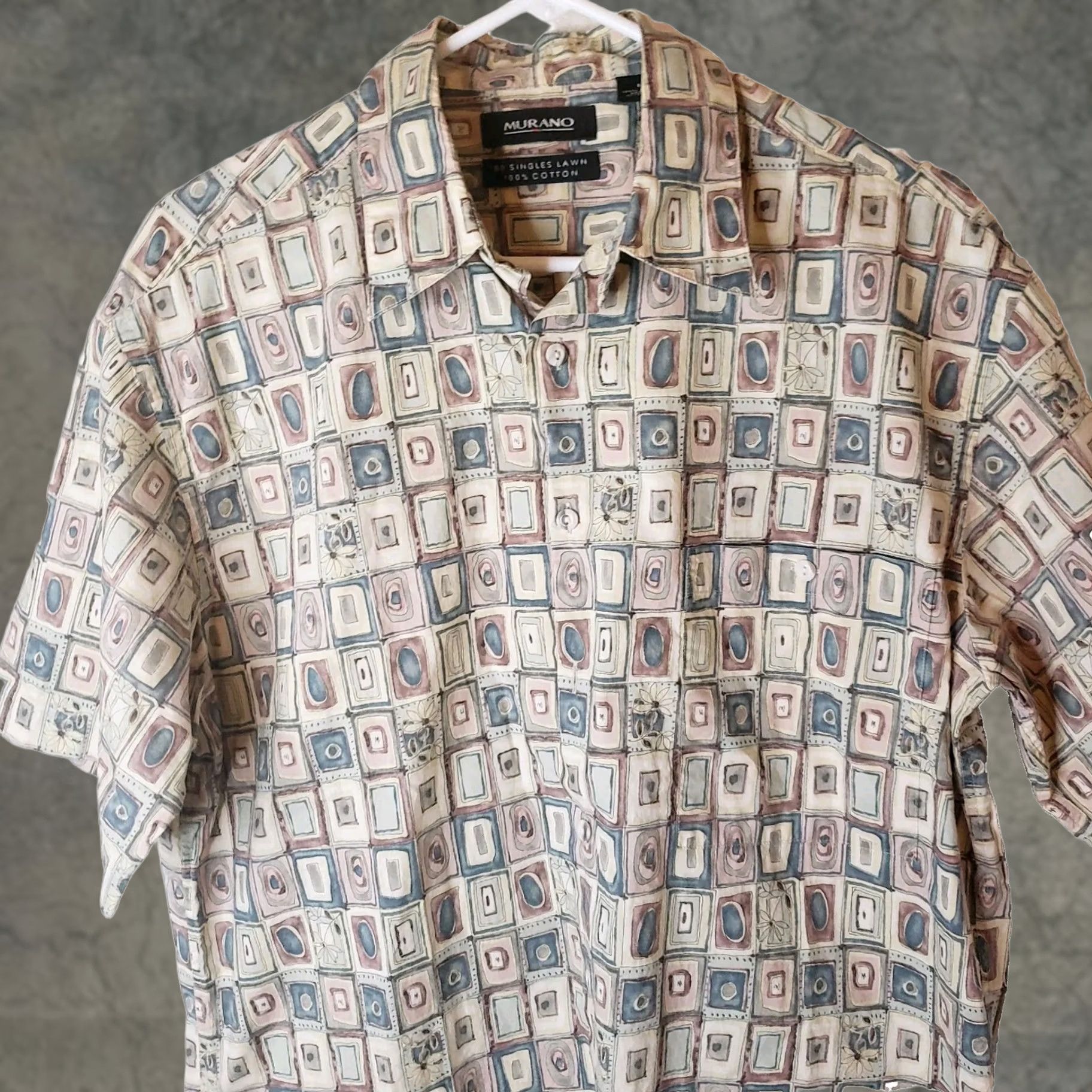 Murano Murano Men’s M Multicolor Geometric Pattern Shirt S Short Sleeve Collared Button-Up Casual Beach Hawaiian Tropical Size US M / EU 48-50 / 2 - 1 Thumbnail