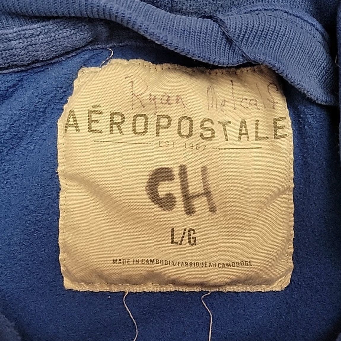 Abercrombie & Fitch VTG Aeropostale Hoodie L Blue Fleece Pullover Cropped 90s USA Logo Sweatshirt Men L Size US L / EU 52-54 / 3 - 4 Thumbnail