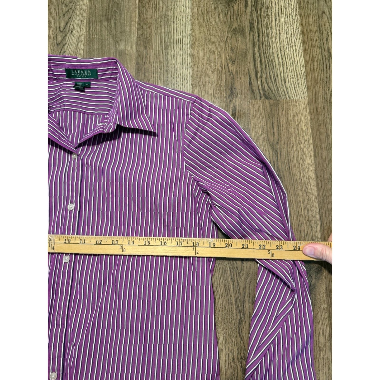 Ralph Lauren Lauren Ralph Lauren Shirt Womens Petite Large Purple Black White Button Up Size L / US 10 / IT 46 - 6 Thumbnail