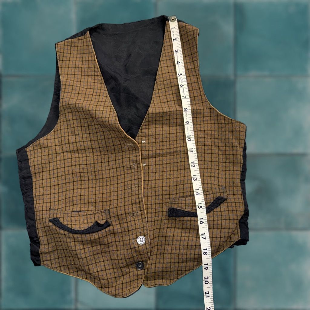 Vintage VTG Vest Mens Black Waistcoat S Wool Double Sided Plaid Buckle Back City Retro 1940s 1950s Vintage Mens Clothing Size US S / EU 44-46 / 1 - 1 Thumbnail