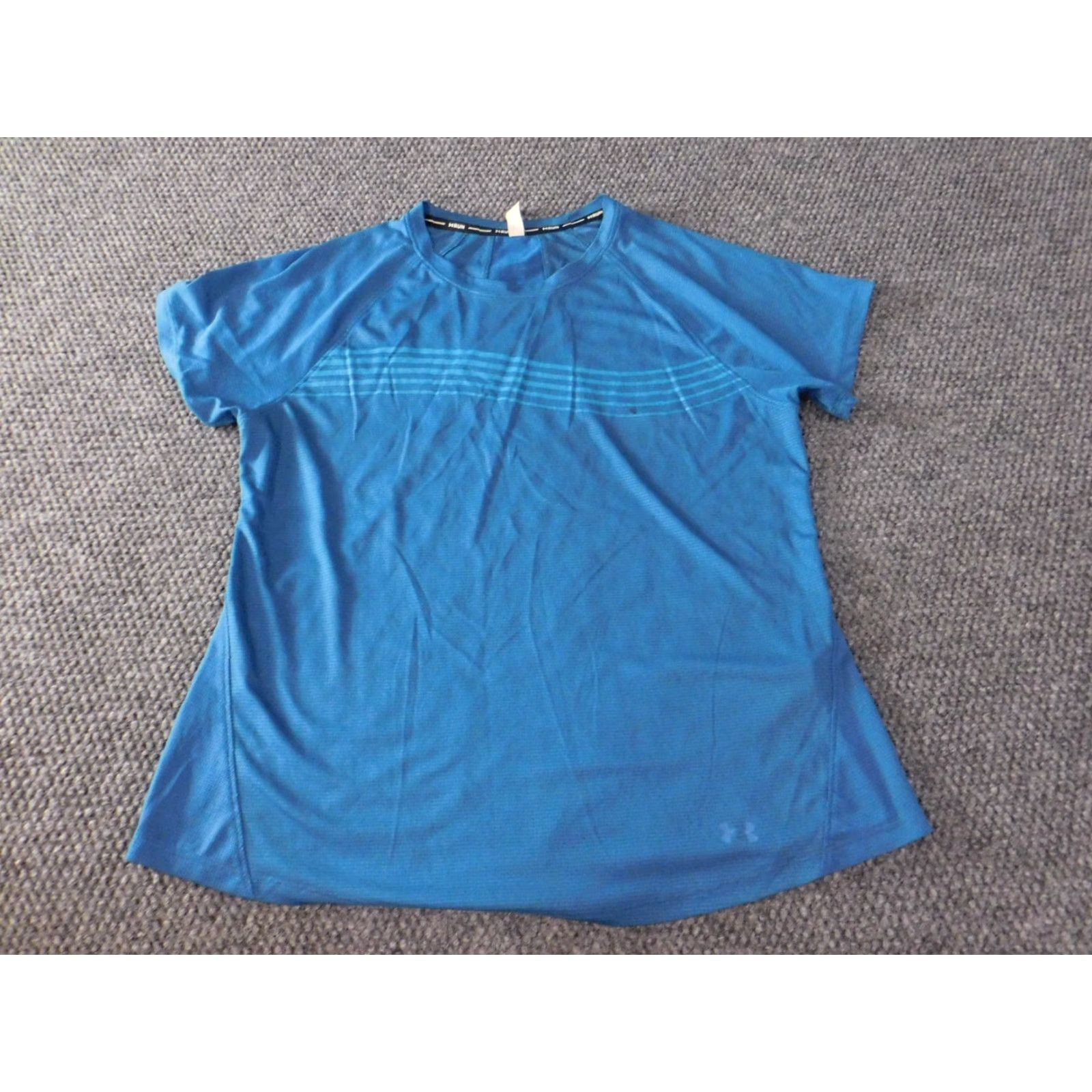 Under Armour Under Armour Womens Shirt Large Blue HeatGear Run Logo Active Stretch T-Shirt Casual Crew Neck Short Sleeve Polyester Regular Size L / US 10 / IT 46 - 2 Thumbnail