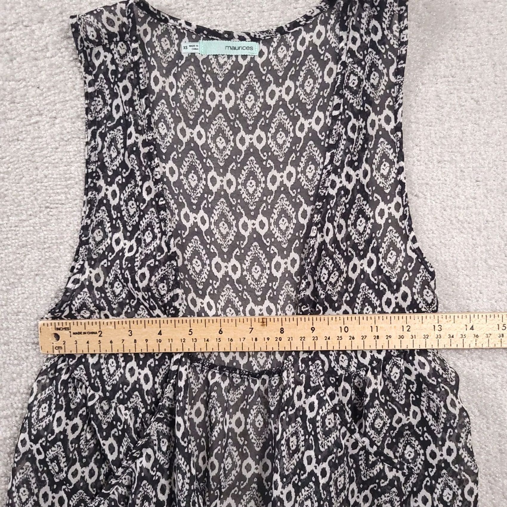 Vintage Maurices Open Front Cardigan Women's XS Black Grey Sleeveless Tank Lightweight Size XS / US 0-2 / IT 36-38 - 4 Thumbnail