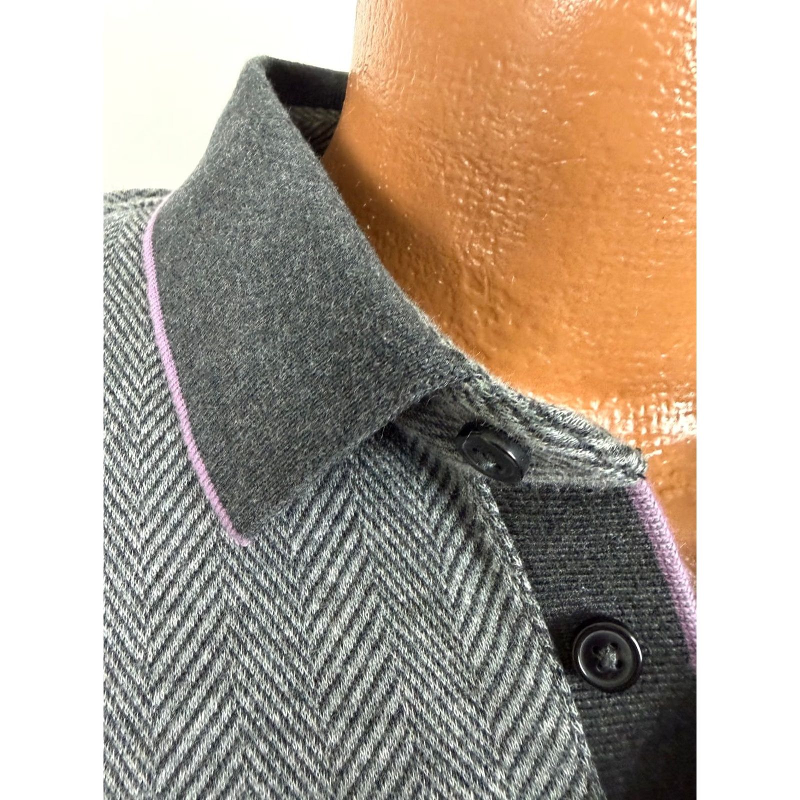 Express Express Polo Shirt Men L Herringbone Knit Cotton New Size US L / EU 52-54 / 3 - 4 Thumbnail