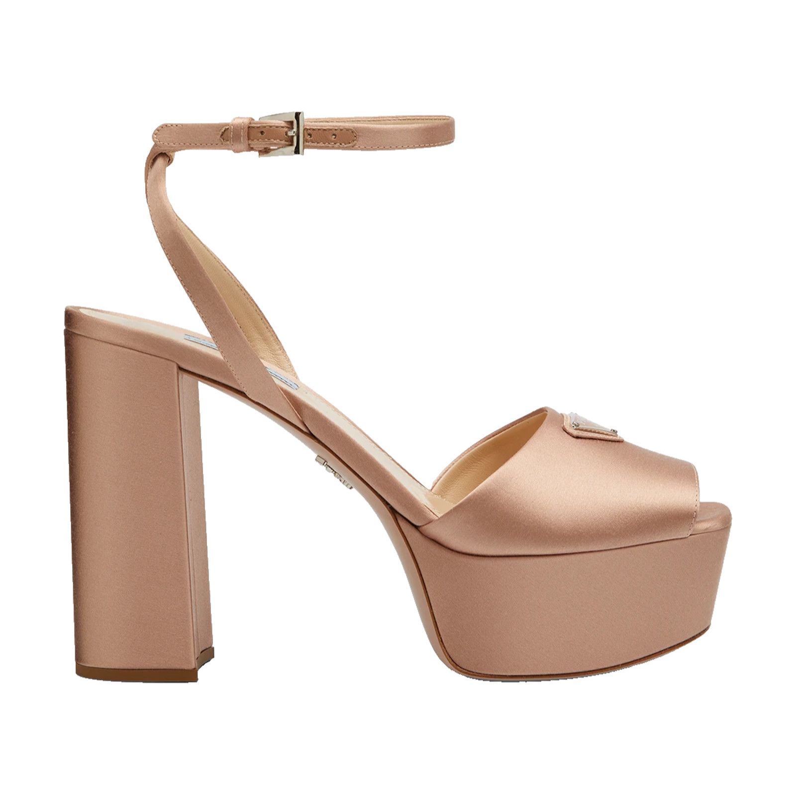 Prada Prada 115mm Nudo Satin Logo Platform Sandal Ankle Strap Size US 10 / IT 40 - 1 Thumbnail