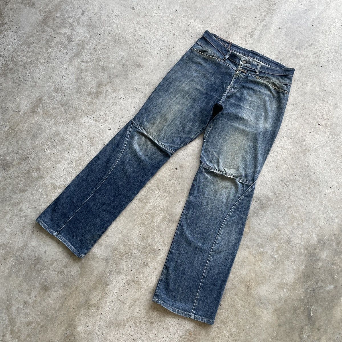 Marithe + Francois Girbaud Vintage Marithe Francois Girbaud FLARE Faded Jeans Pants Size US 35 - 2 Thumbnail