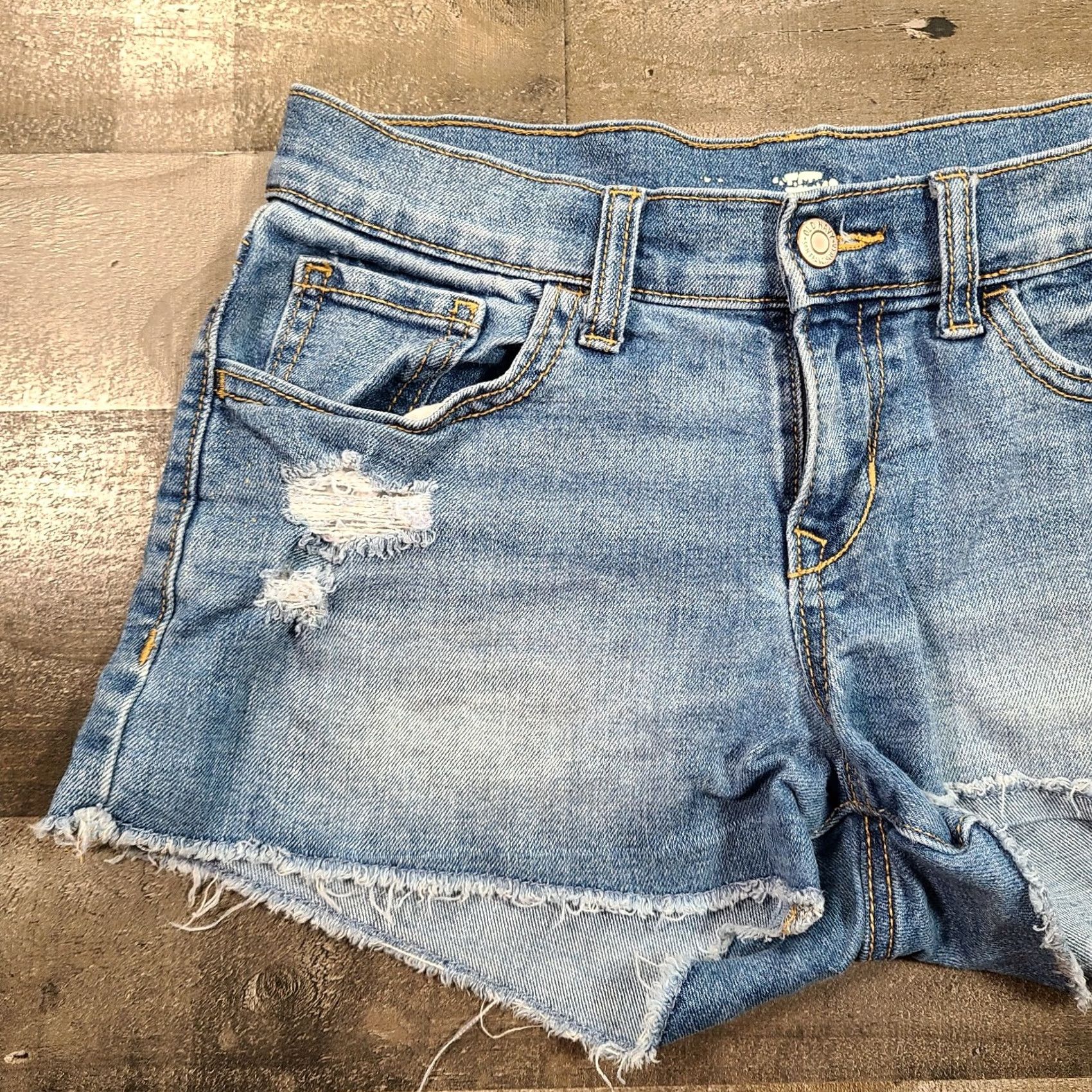 Old Navy Old Navy Shorts Shorts Womens 0 Blue Cut-Off Low Rise Stretch Distress Stone Wash Denim Size 27" / US 4 / IT 40 - 5 Thumbnail