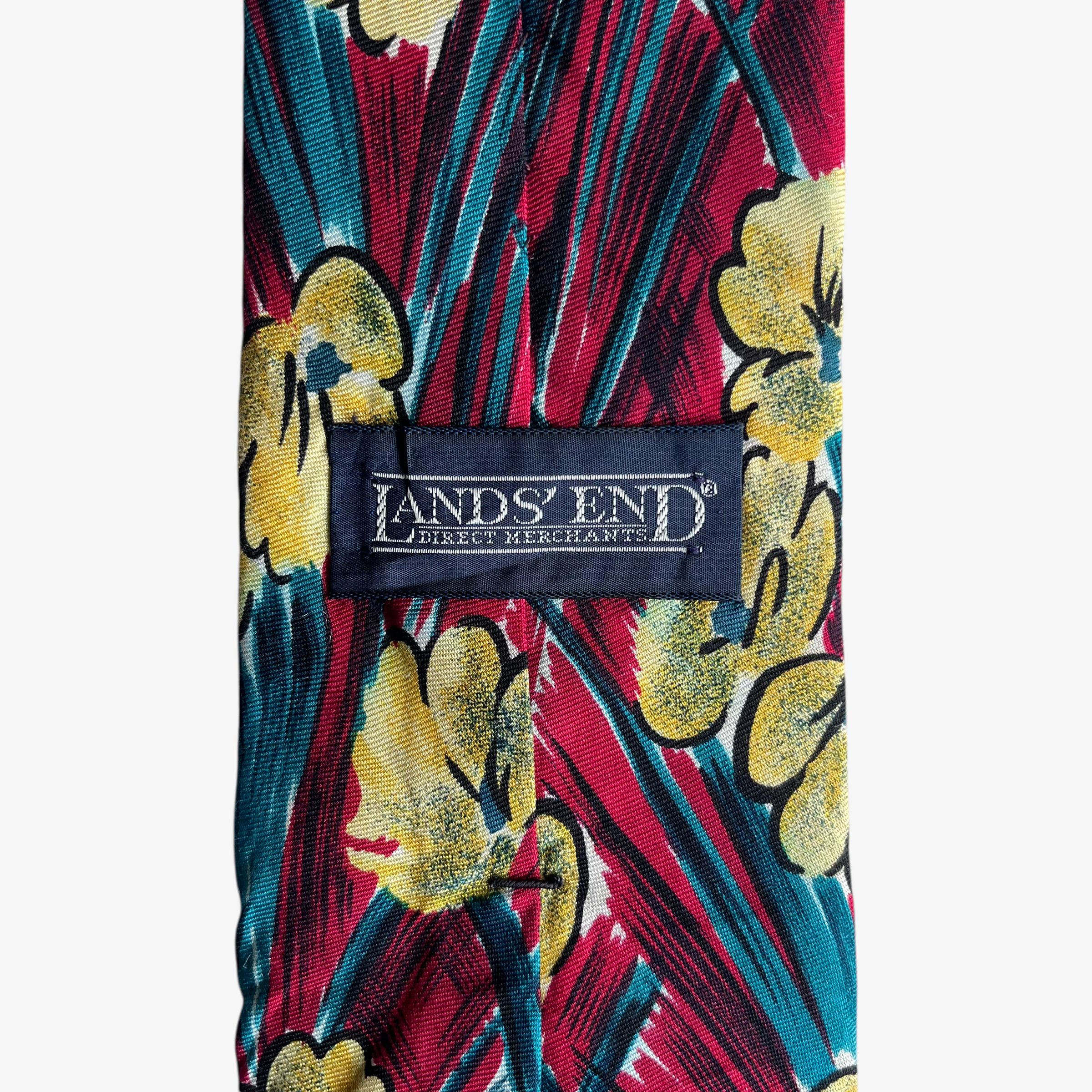 Lands' End Vintage 90s Lands End Floral Painting Print Red Silk Tie Size ONE SIZE - 2 Thumbnail