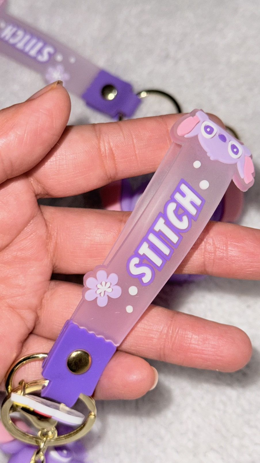 Disney Set of 2 Disney Stitch Purple Silicone Keychains - New Size ONE SIZE - 3 Thumbnail