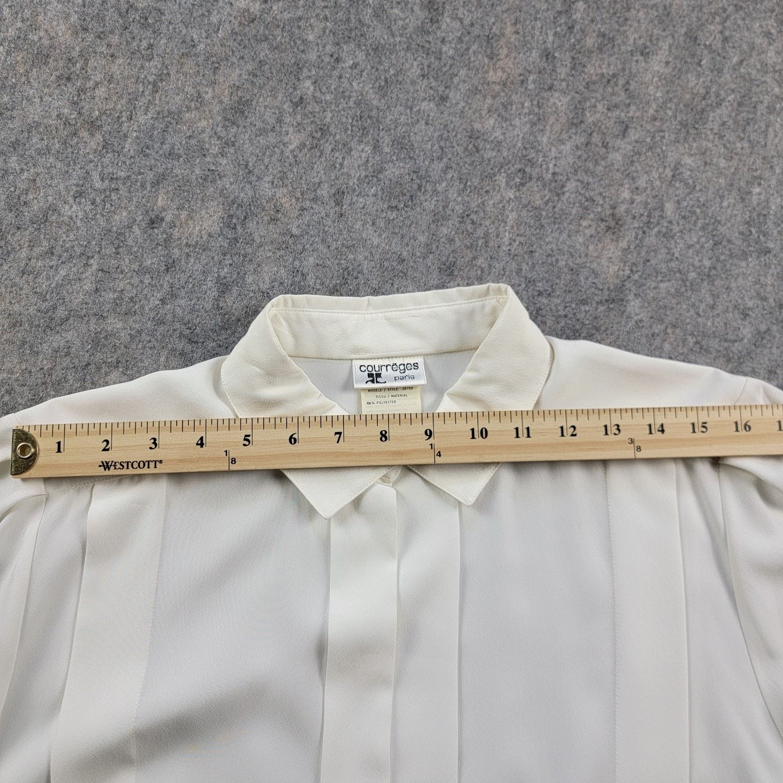 Courreges Courreges Vintage Polyester Pleated Button Down Shirt France Size M / US 6-8 / IT 42-44 - 4 Thumbnail