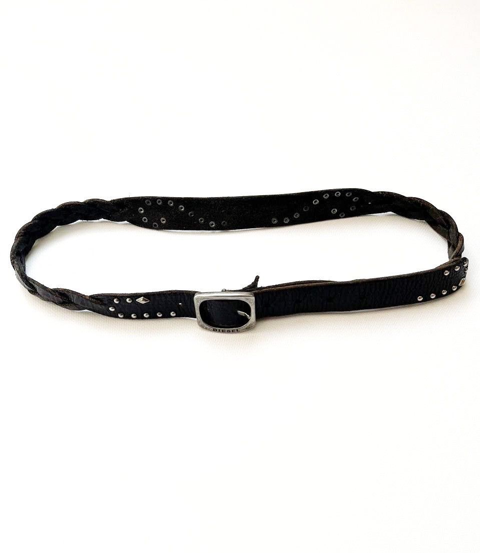 Diesel archive Diesel crazy pleated leather studded punk rivet belt Size ONE SIZE - 4 Thumbnail