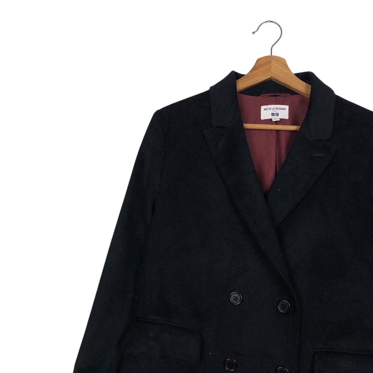 Japanese Brand 📌Rich Black Long Jacket Double Breast Ines De La Fressange Size US XL / EU 56 / 4 - 9 Thumbnail