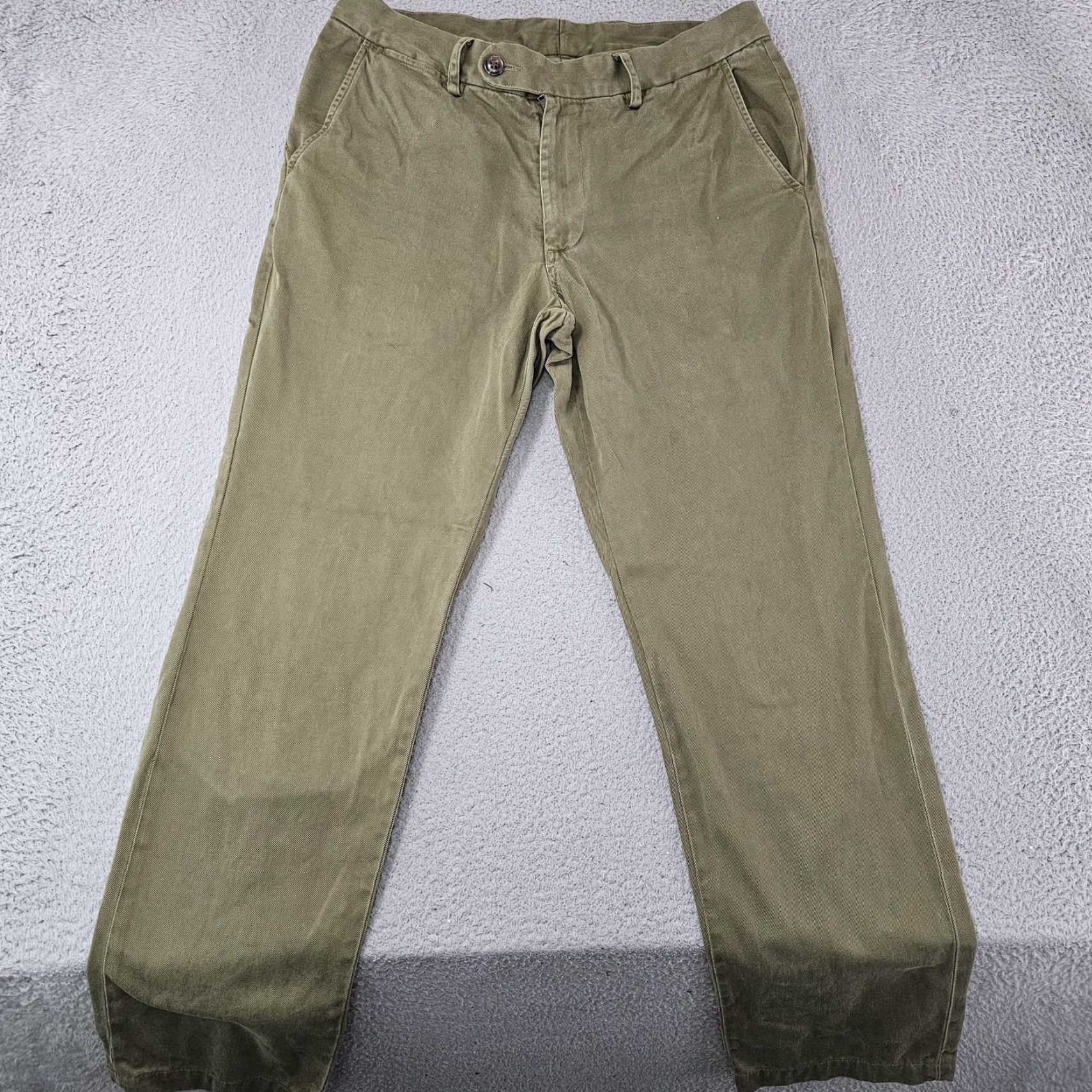 Olive Spier & Mackay Pants Mens 33 Olive Green Slim Fit Chino Cotton Casual Flat Front Chino Pants Mens 33 Olive Green Slim Fit Flat Front Cotton Casual Size US 33 - 2 Thumbnail