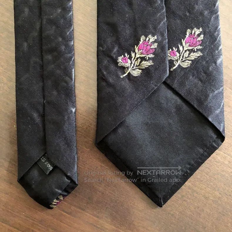 Dries Van Noten Dries Van Noten Embroidered Water Wave Pattern Silk Tie Size ONE SIZE - 3 Thumbnail