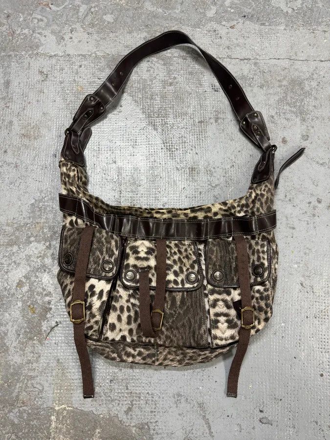 2000s Roberto Cavalli Leopard Print Shoulder Bag