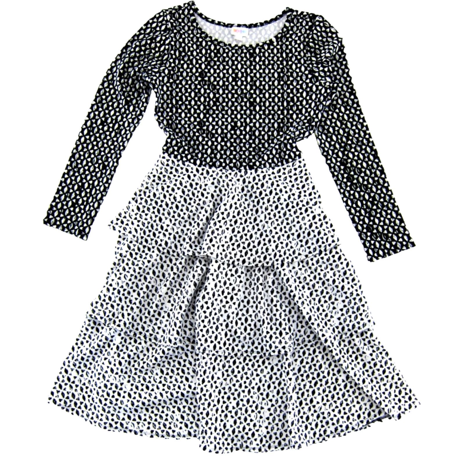 Vintage NWT LuLaRoe Black White Geometric Stretch Tiered Long Sleeve Georgia Dress M Size M / US 6-8 / IT 42-44 - 2 Thumbnail
