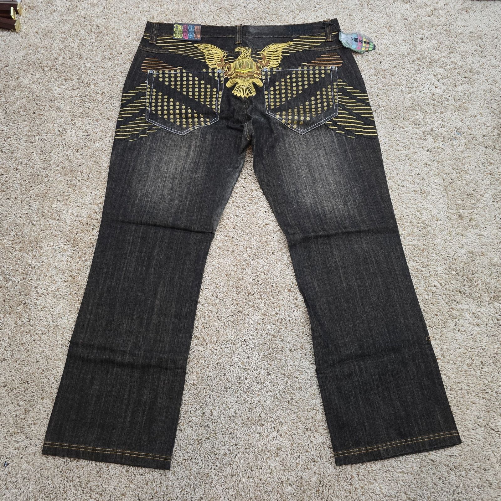 Vintage NOS DS Vintage Y2K Miskeen Baggy Eagle Denim Jeans 42x33 Size US 42 / EU 58 - 1 Thumbnail