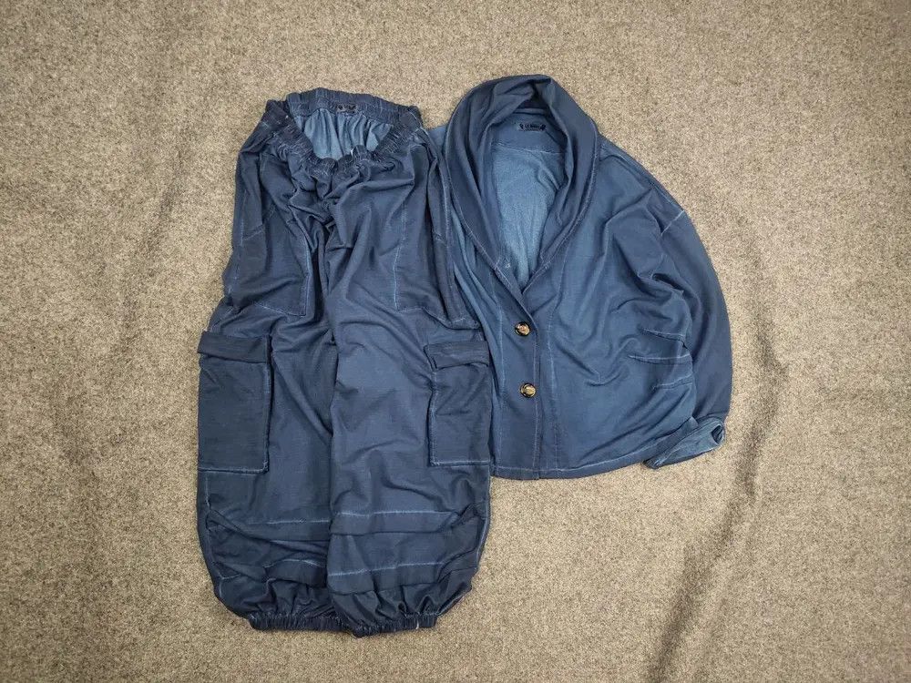 Japanese Brand La Bass Germany Design Blue Cargo Baggy Suit Pants Jacket Size L / US 10 / IT 46 - 1 Thumbnail
