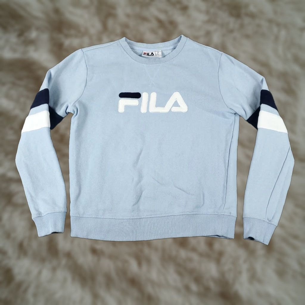 Fila FILA Women's Sweater Pullover Casual Knit Crew Neck Cotton Blend Blue M Fall Winter Modern Womens Size M / US 6-8 / IT 42-44 - 1 Thumbnail